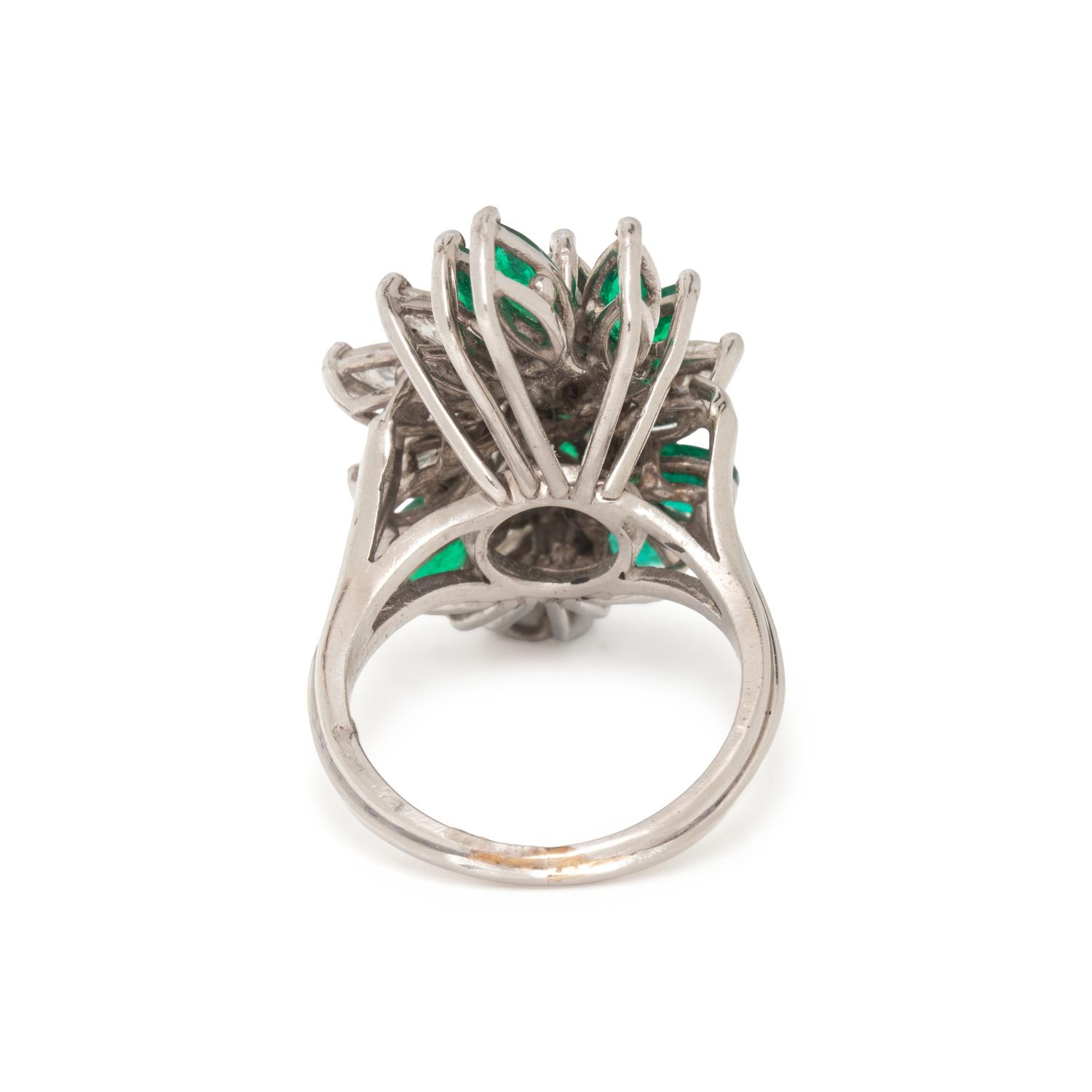 EMERALD AND DIAMOND CLUSTER RING