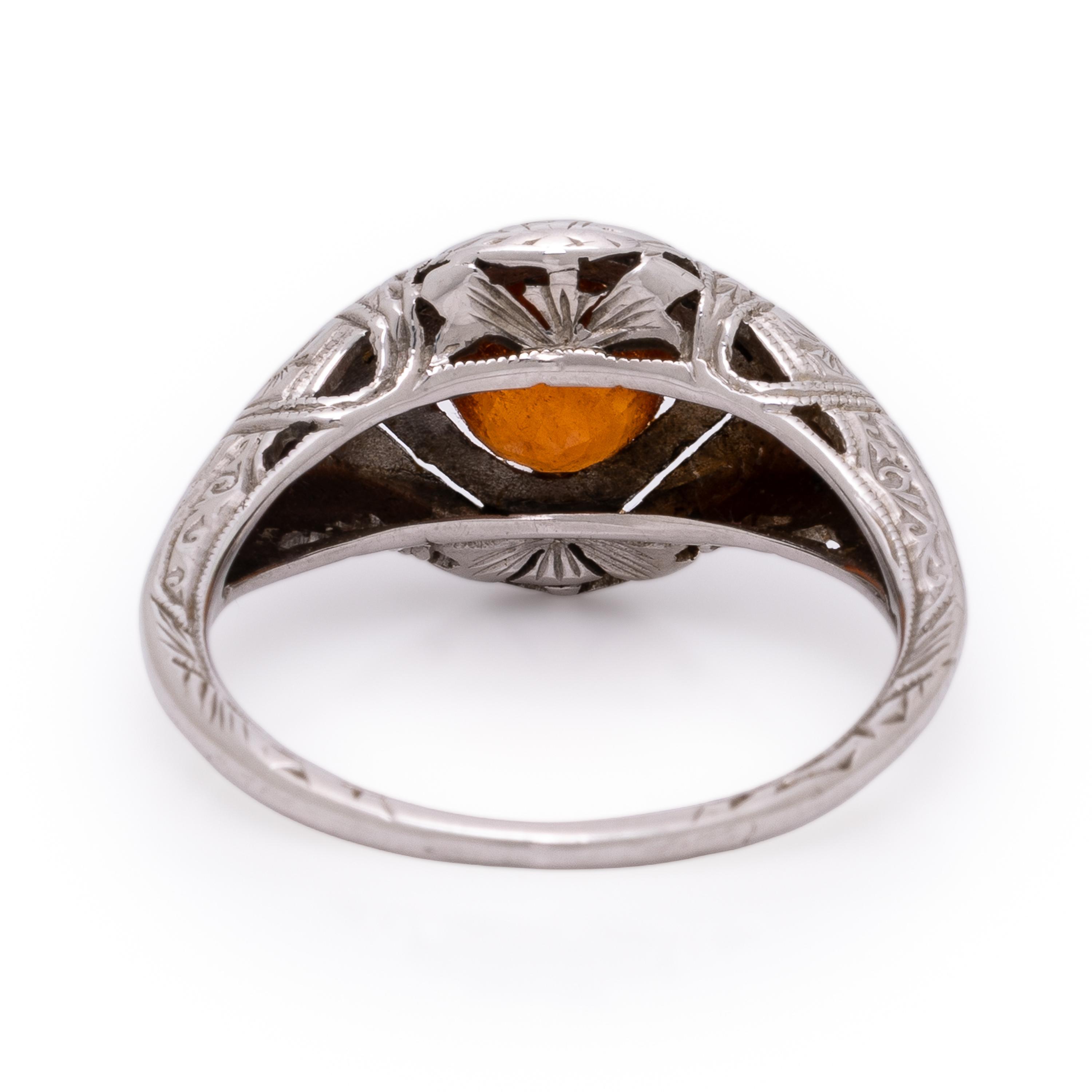 Spessartine Garnet and White Gold Ring