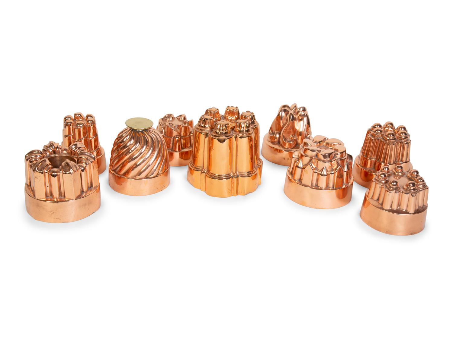 A Collection of 27 English Copper Jelly Molds — 19TH CENTURY