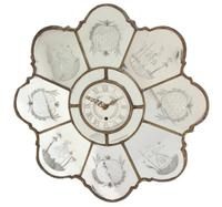 A Venetian Glass Etched Mirror Clock Diameter 24 inches. — 20TH CENTURY