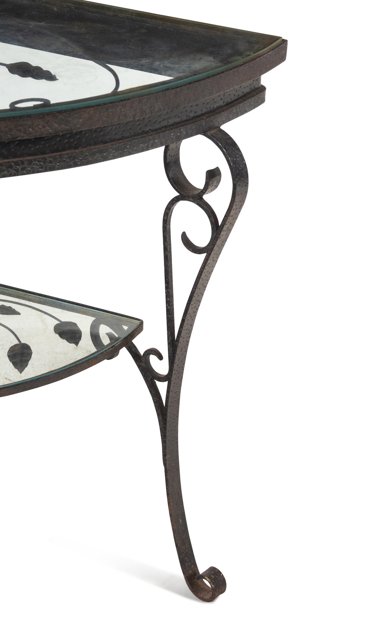 A Modern Iron and Glass Corner Table