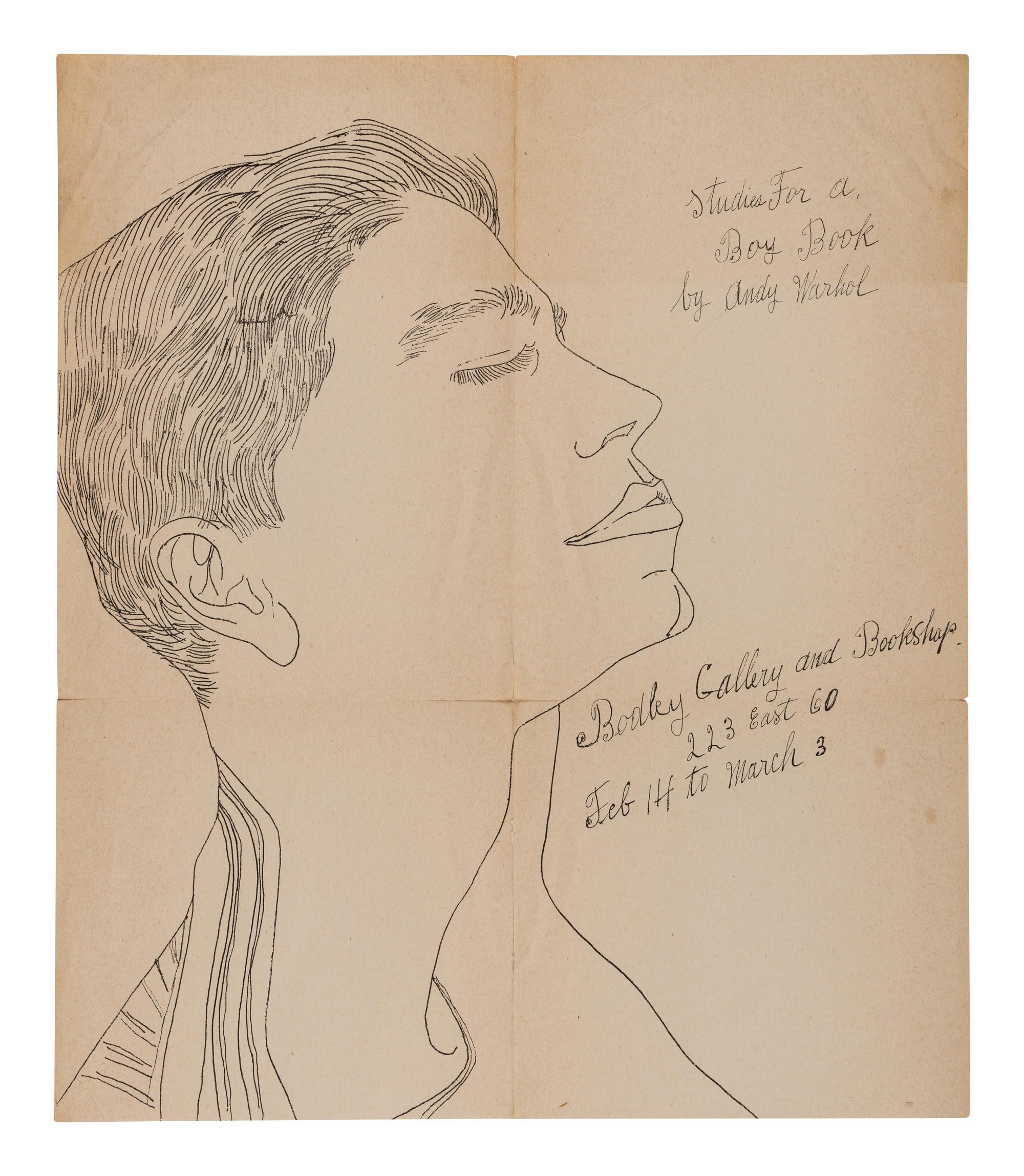 Studies for a Boy Book (Bodley Gallery Announcement) together with another unsigned print by the artist