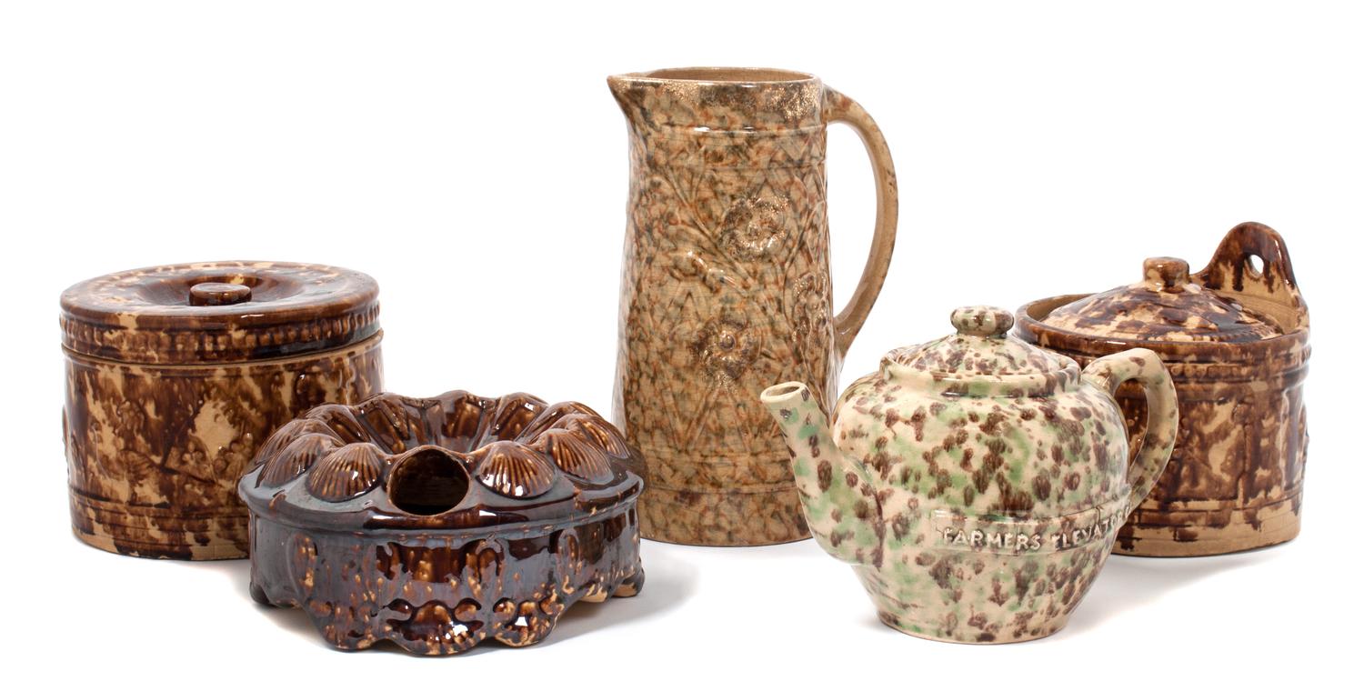 Five Bennington Stoneware Articles Height of tallest 9 1/2 inches. — AMERICAN, LATE 19th CENTURY