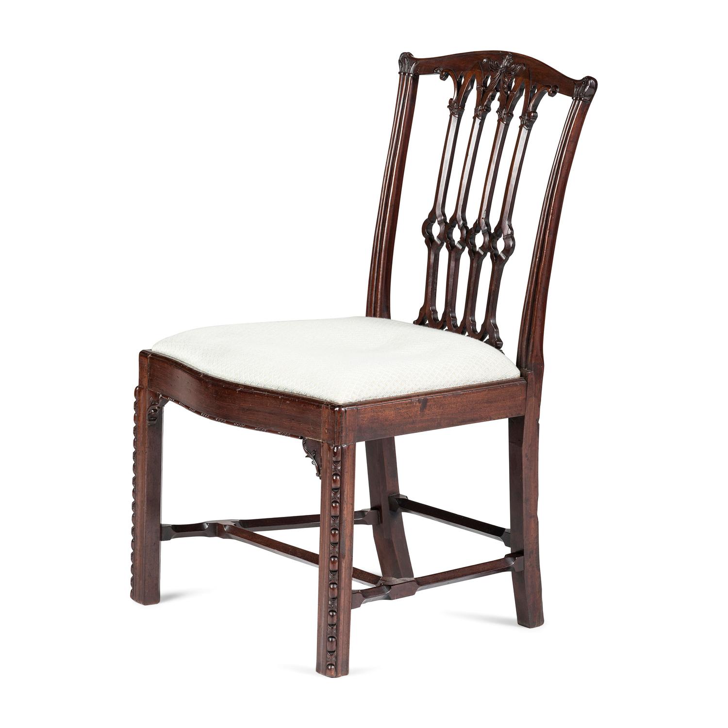 A Chippendale Carved Mahogany Stretcher Base Side Chair