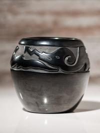 Carved Blackware Pottery Jar