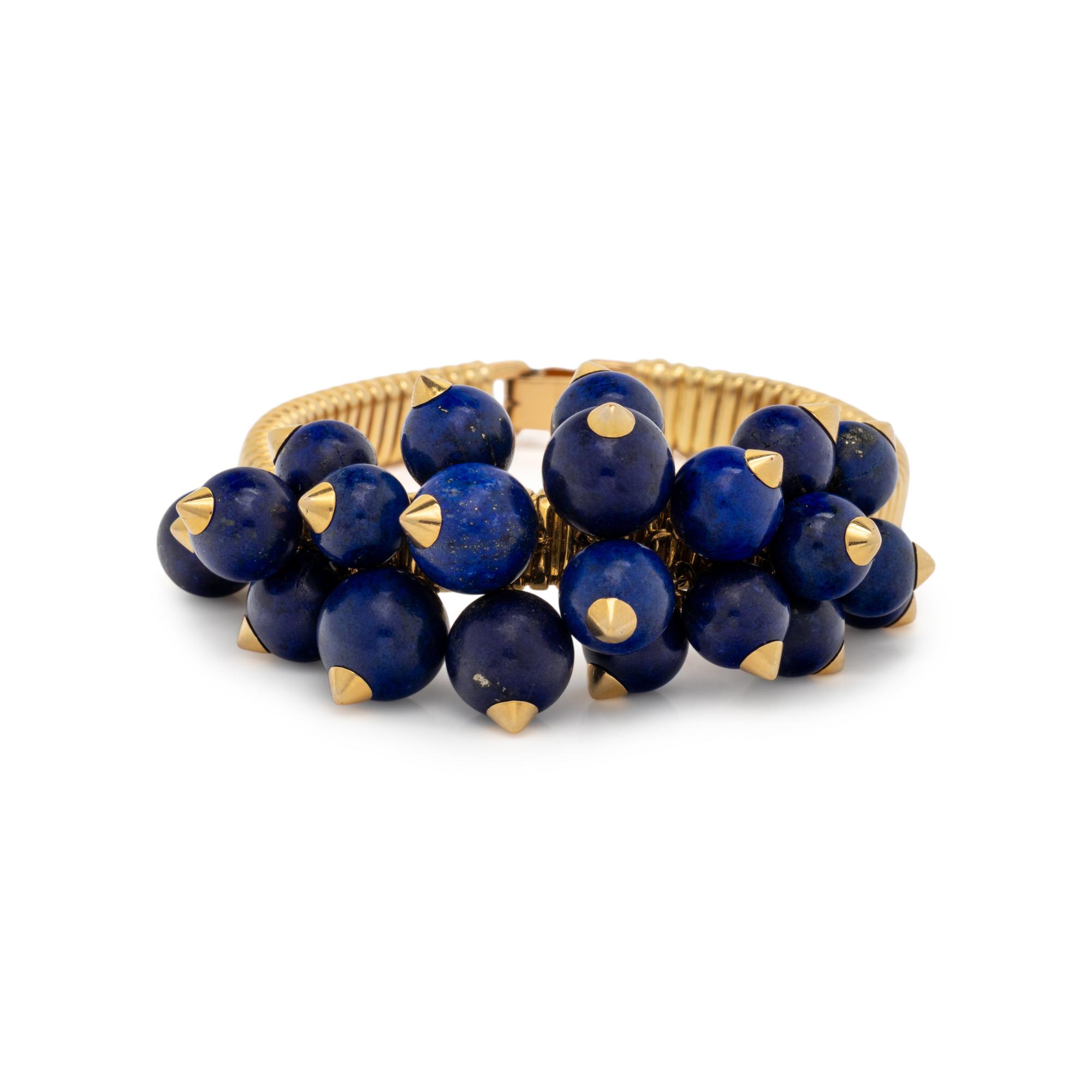 FRENCH, LAPIS LAZULI AND YELLOW GOLD BRACELET