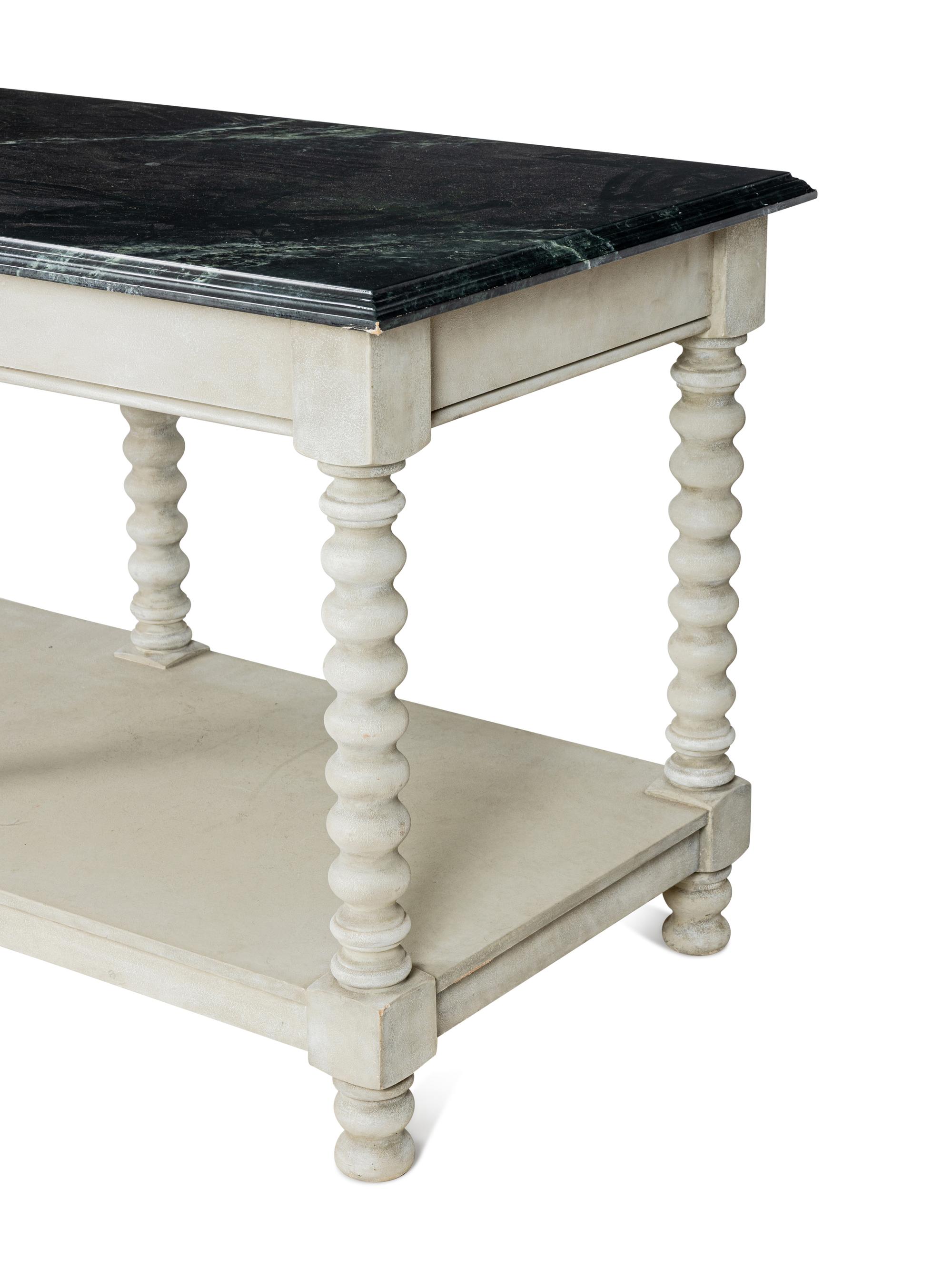An Italian Baroque Style Painted Faux Marble-Top Console Table