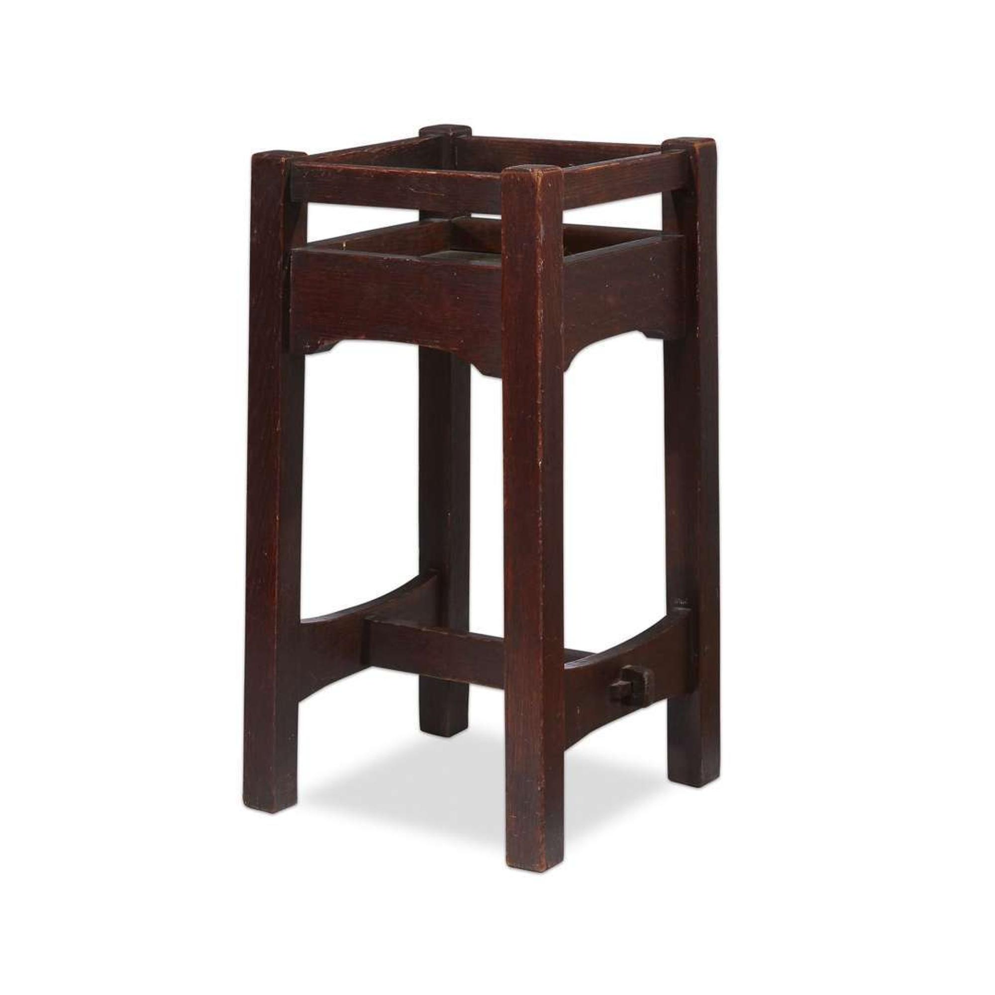 Gustav Stickley oak plant stand no. 48, eastwood, new york, circa 1901
