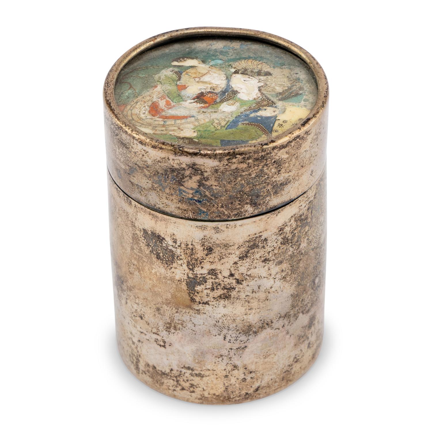 A Chinese Painted Marble Vignette
