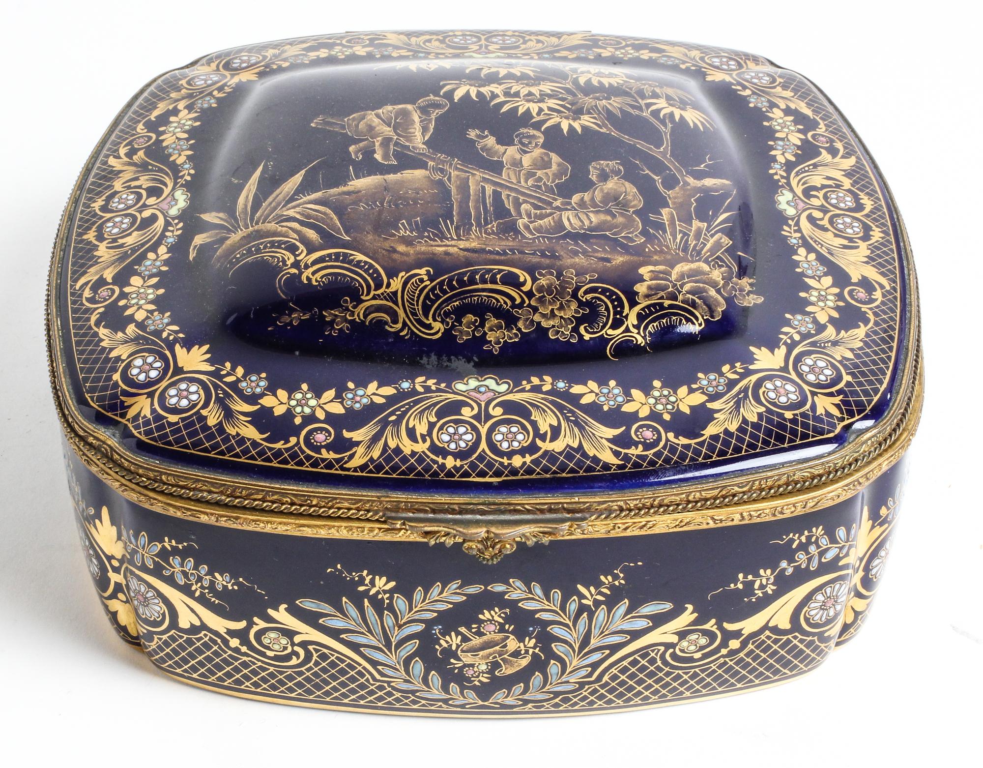 A Sevres Style Porcelain Box Width 8 1/2 inches. — 20TH CENTURY