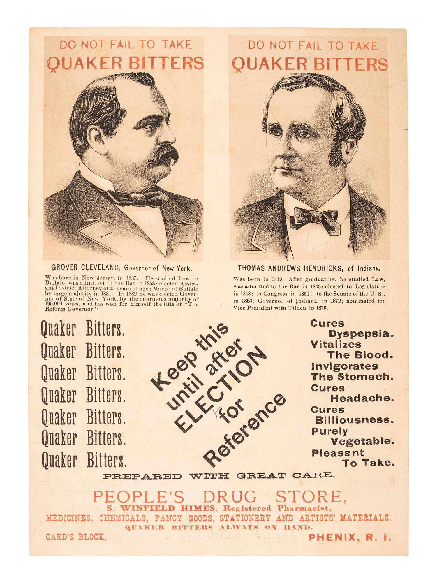 [1884 ELECTION]. A group of advertising cards and covers from the 1884 election, including: