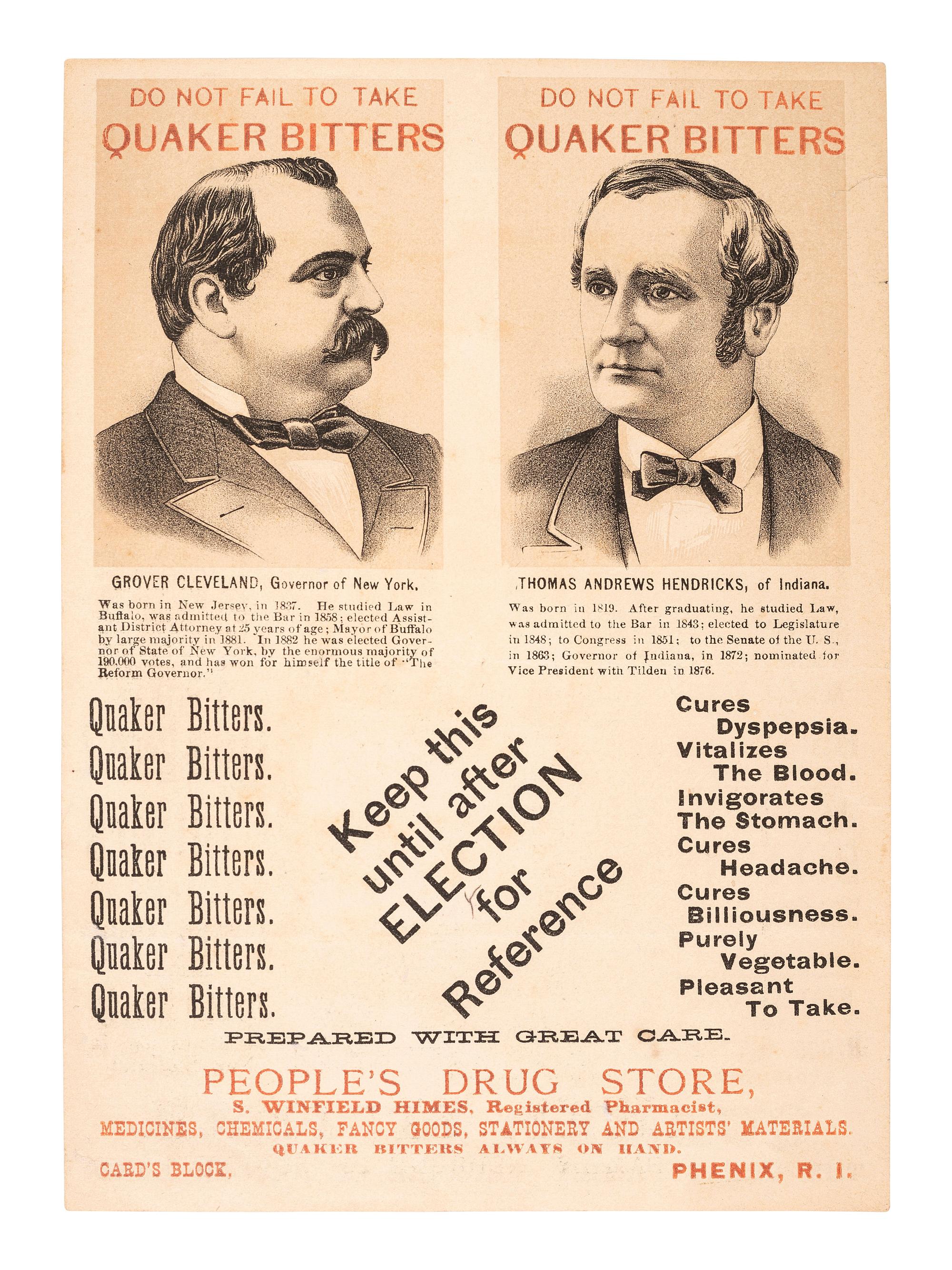[1884 ELECTION]. A group of advertising cards and covers from the 1884 election, including: