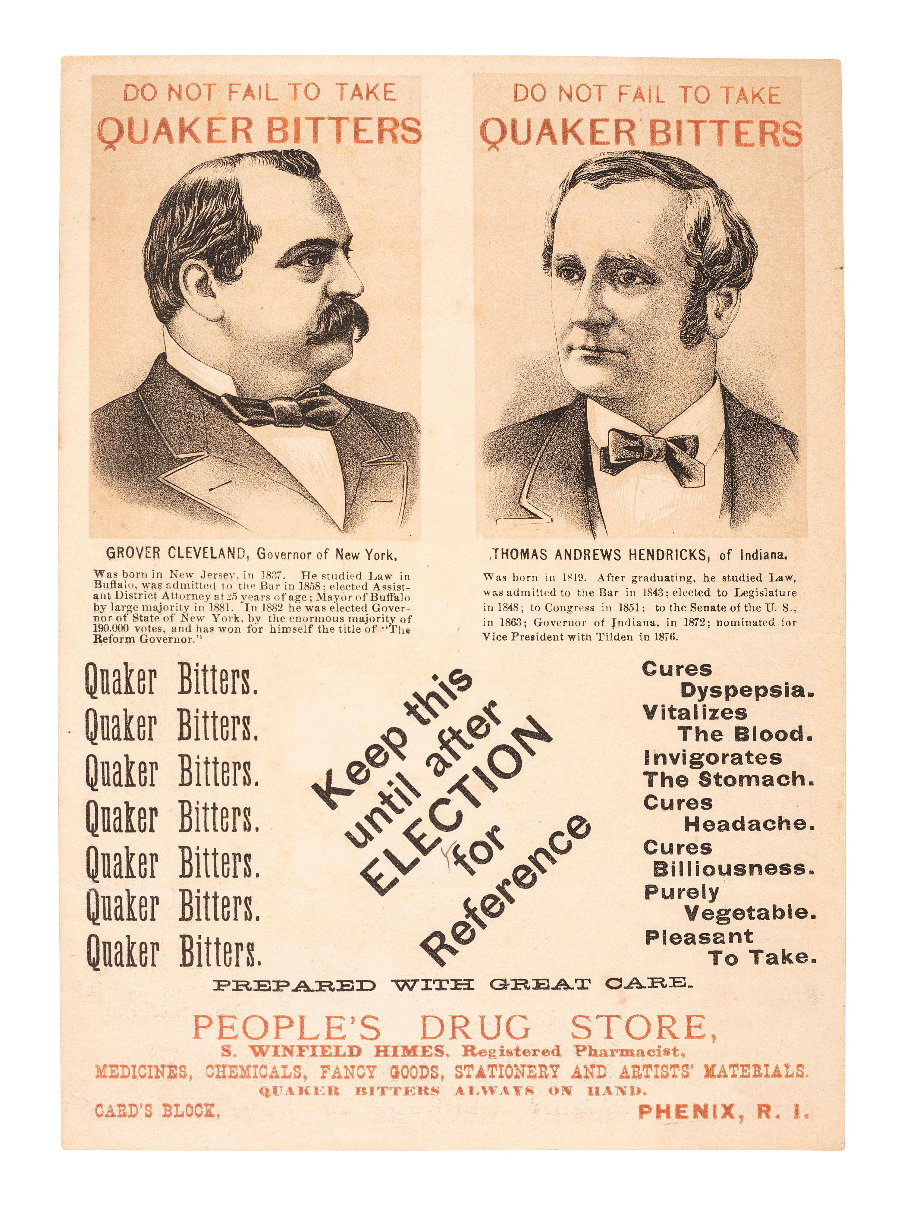 [1884 ELECTION]. A group of advertising cards and covers from the 1884 election, including: