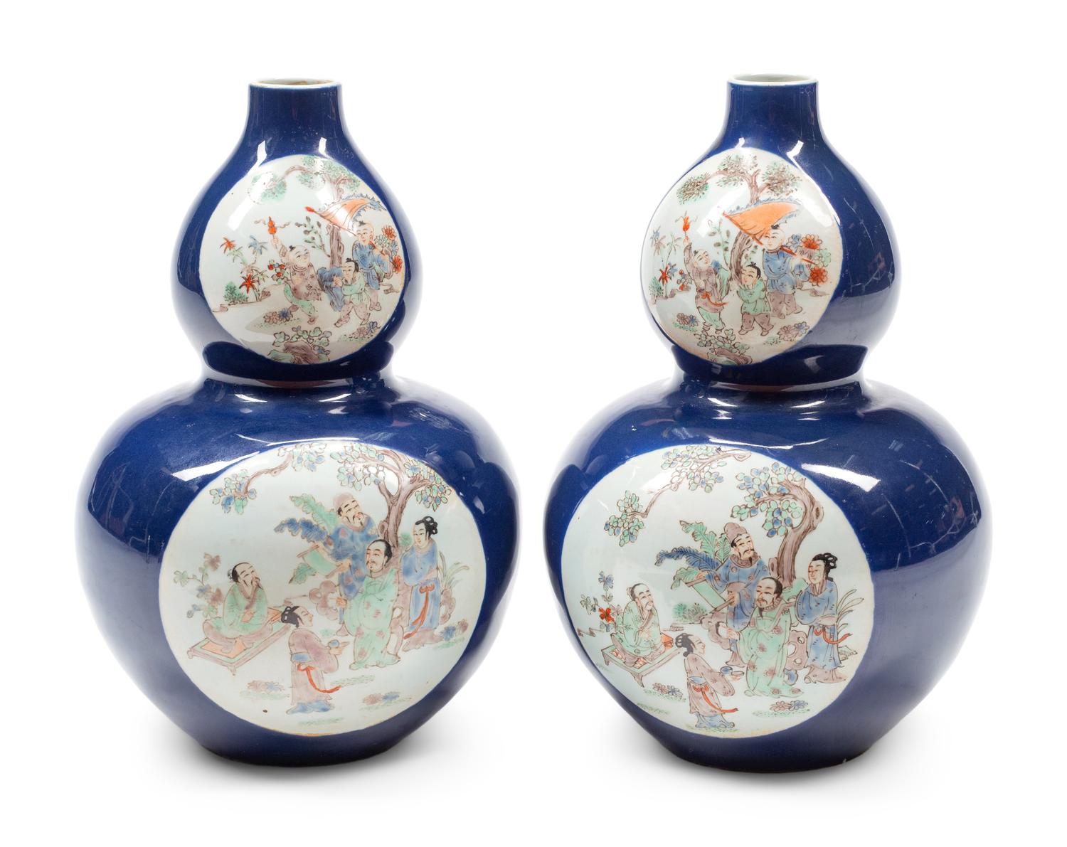 A Pair of Chinese Export Enameled Porcelain Vases