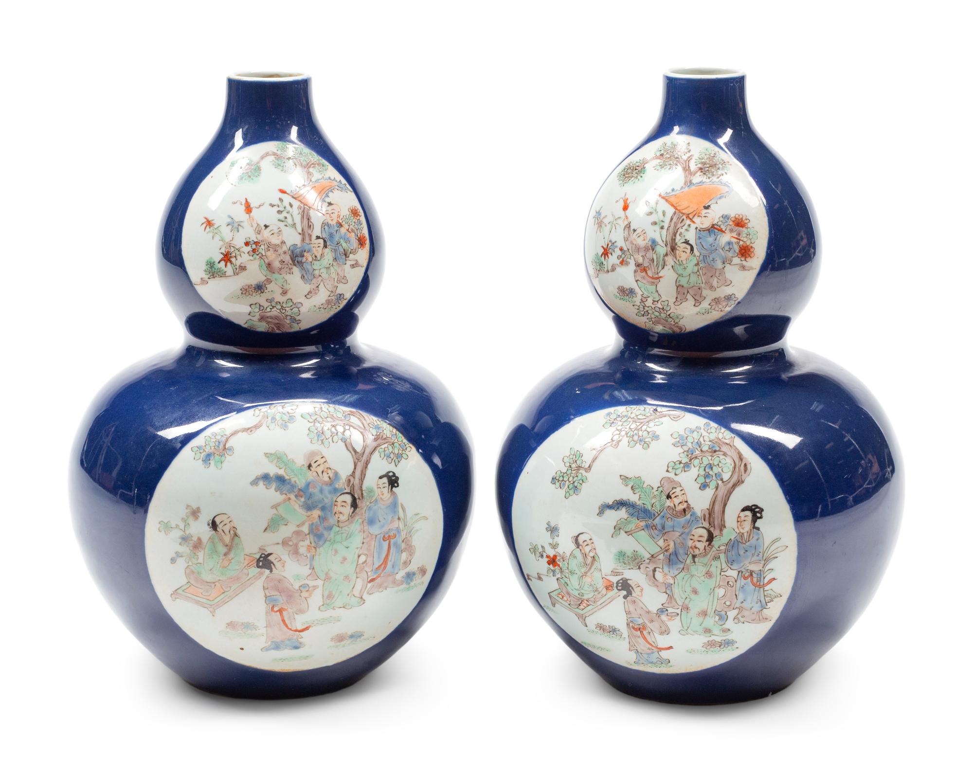 A Pair of Chinese Export Enameled Porcelain Vases