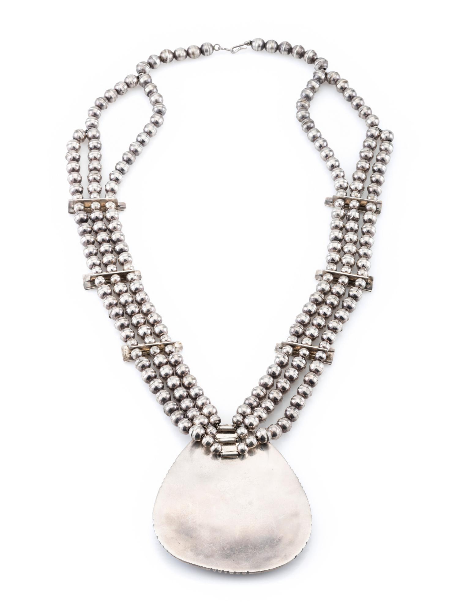 Large Silver and Turquoise Cluster Necklace