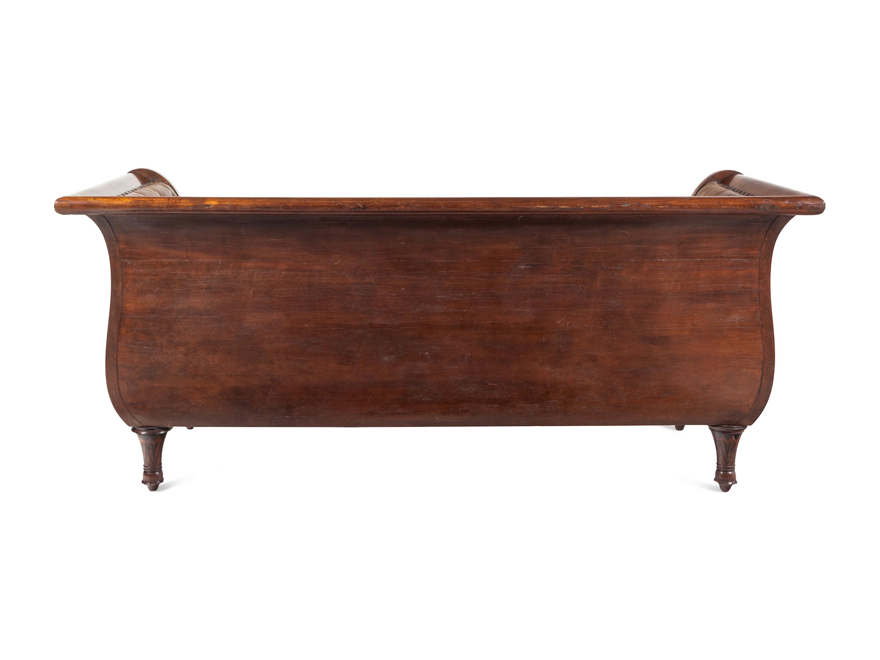 A Late Regency Mahogany and Ebony-Inlaid Sofa