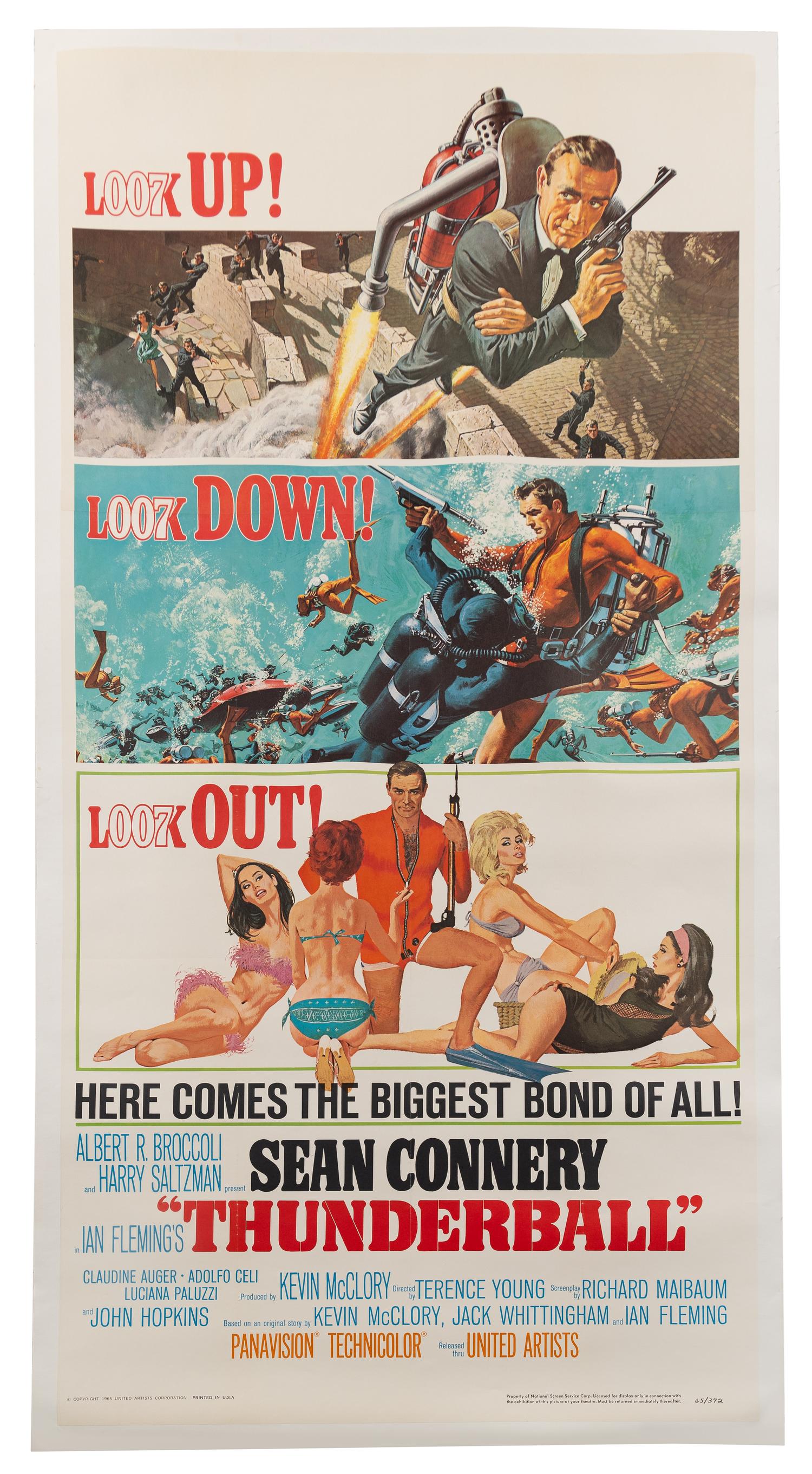 A James Bond Thunderball Three Sheet Movie Poster