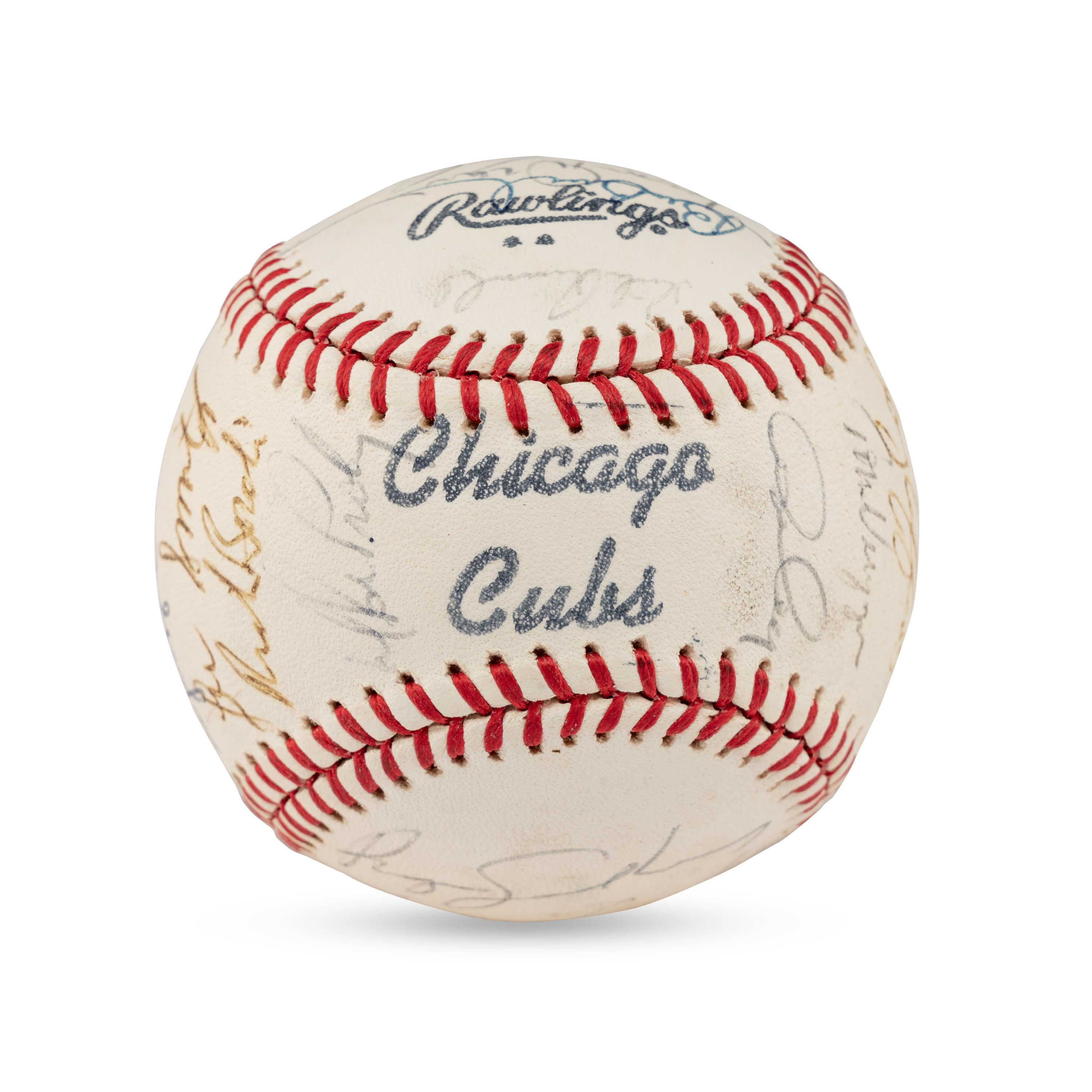 A 1982 Chicago Cubs Team Signed Autograph Baseball (Including Early Career Ryne Sandberg Signature)