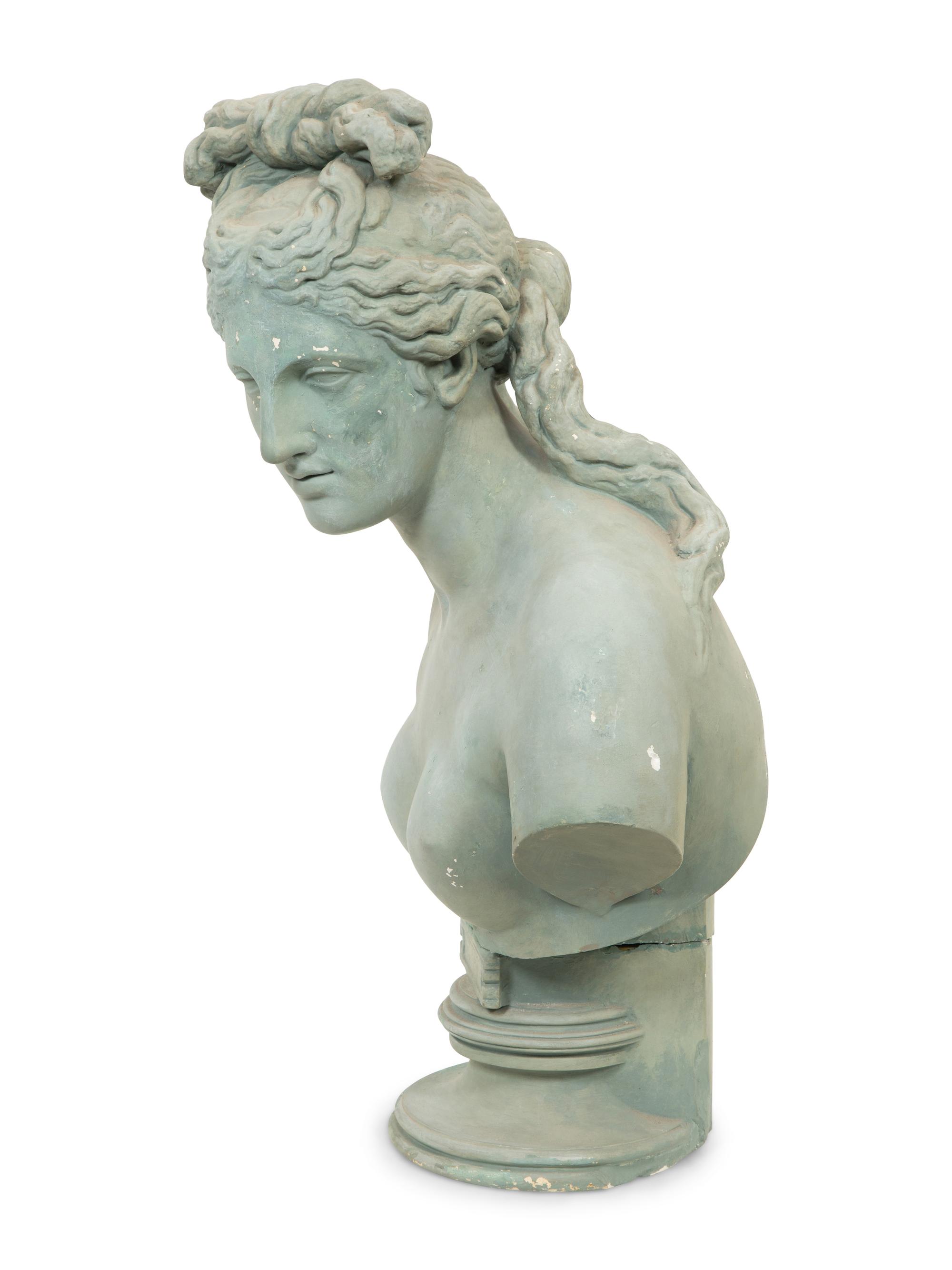 A Green Painted Composition Bust of Aphrodite