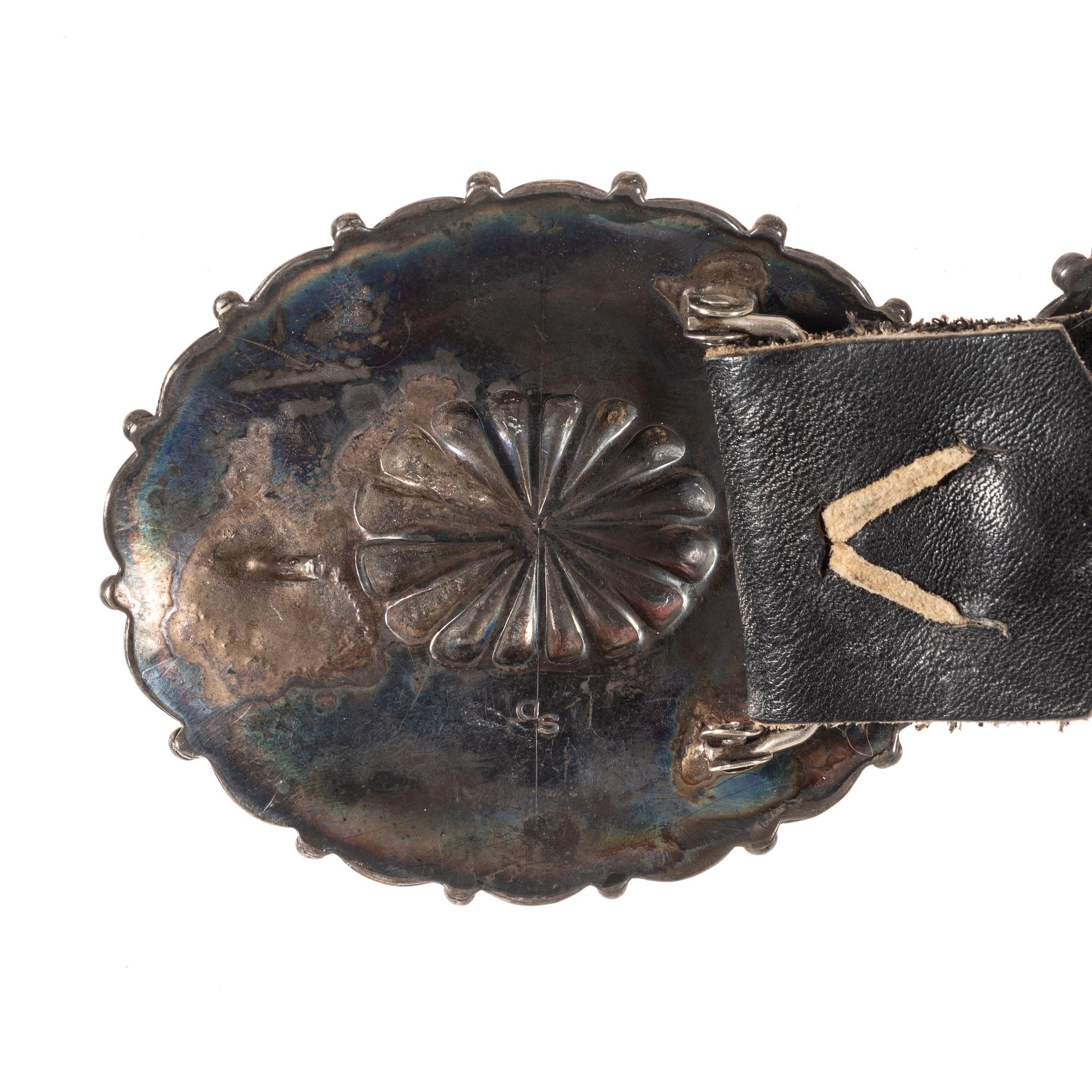 Navajo Silver and Turquoise Cluster Concha Belt