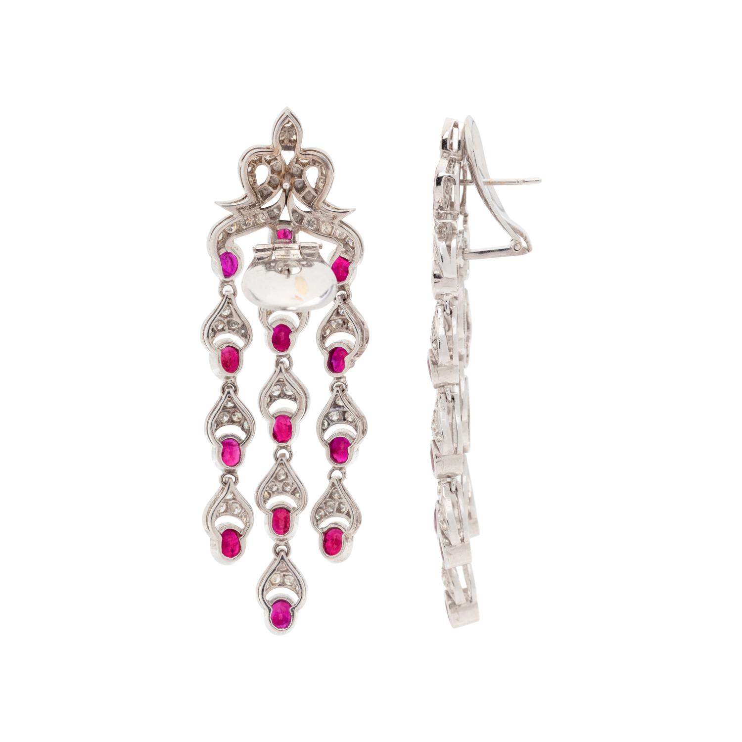 RUBY AND DIAMOND EARCLIPS
