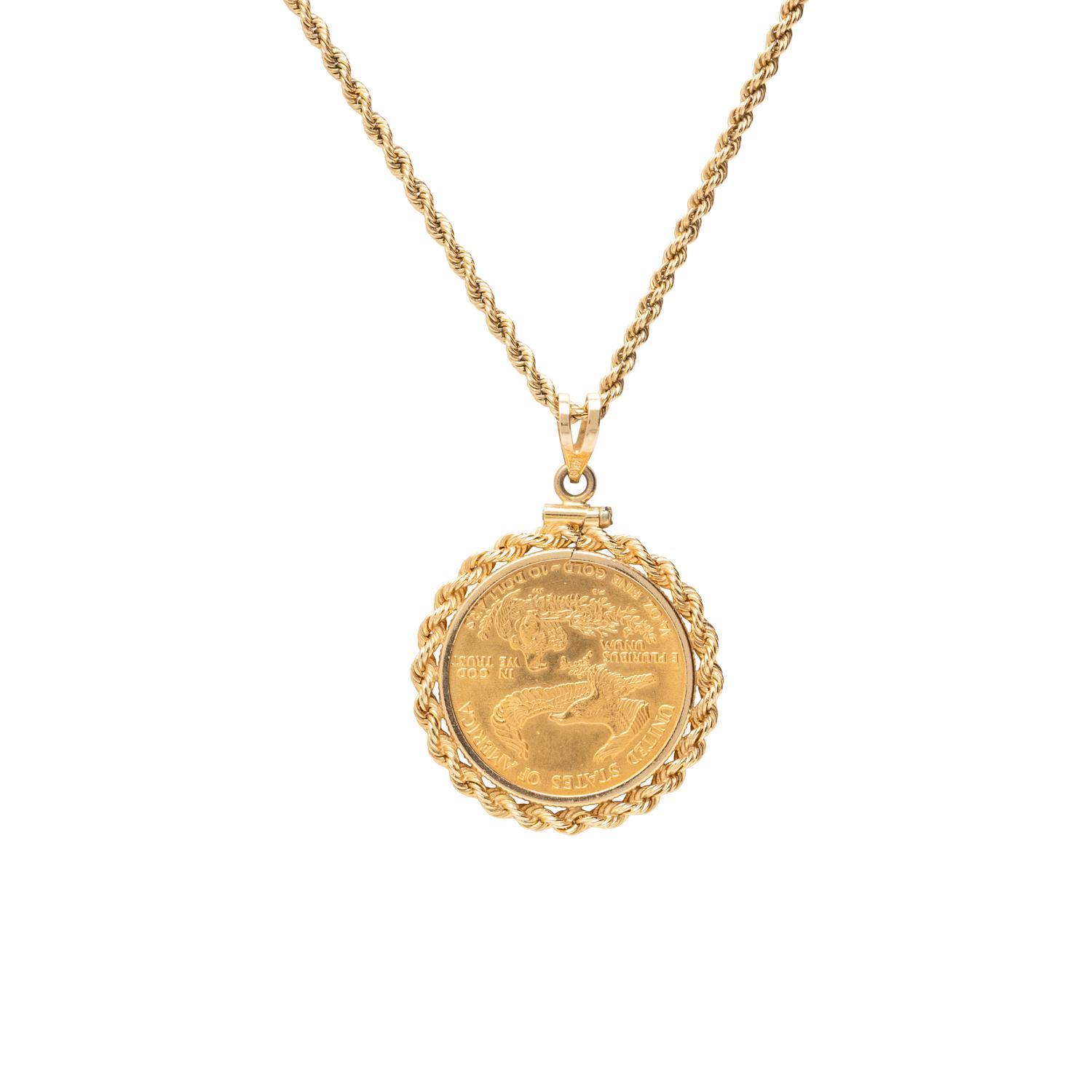 GOLD EAGLE COIN PENDANT NECKLACE