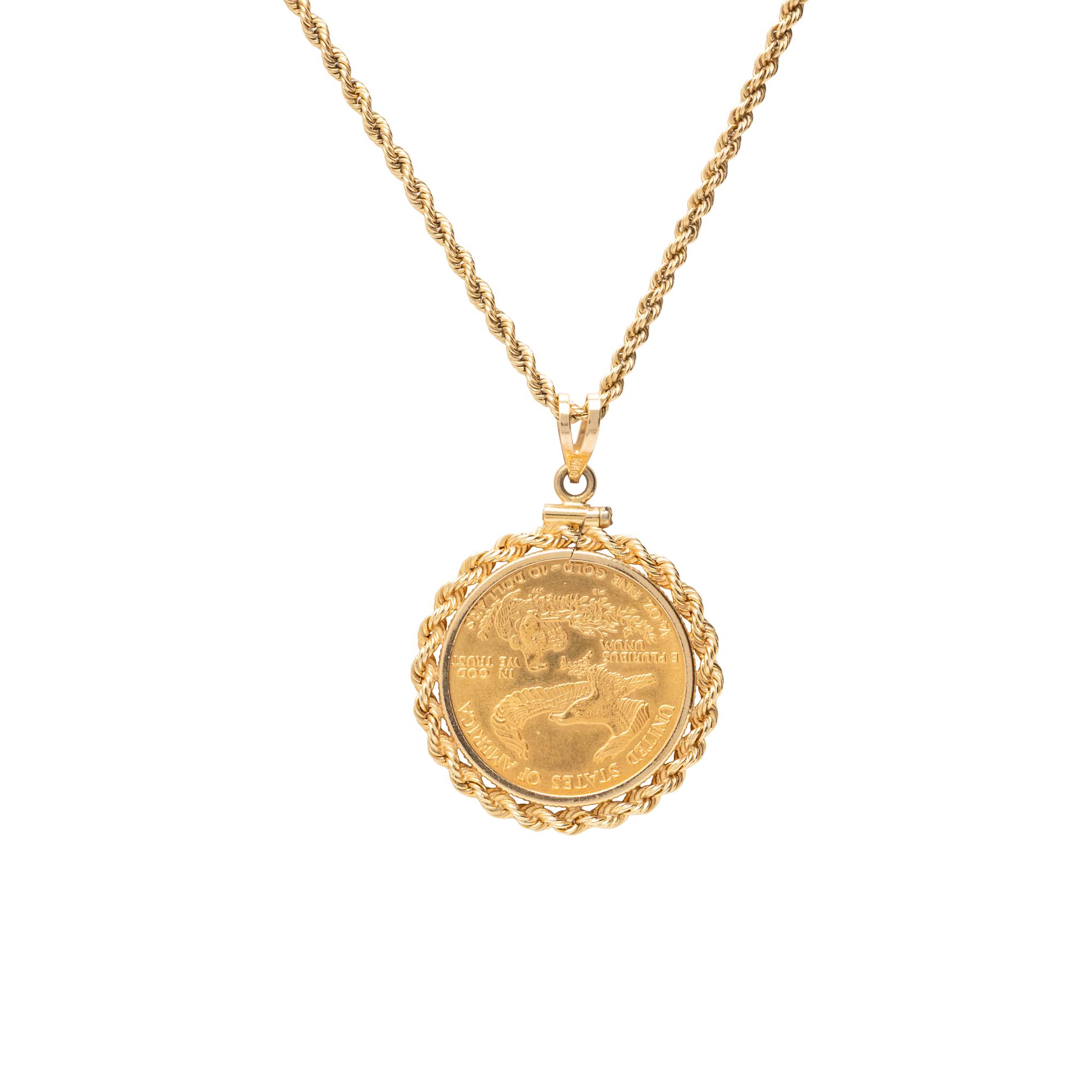 GOLD EAGLE COIN PENDANT NECKLACE