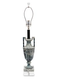 A Neoclassical Style Urn-Form Blue Marble Table Lamp