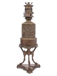 A Pair of French Bronze Fluid Lamps Converted to Electricity