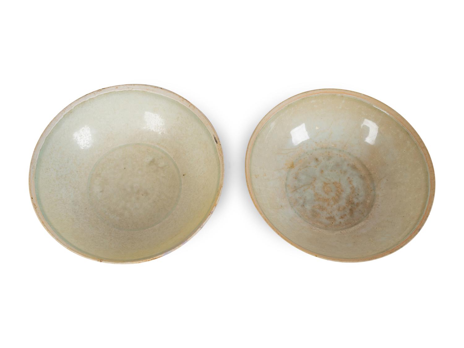 Two Chinese Qingbai Glazed Incised Porcelain Bowls — POSSIBLY SONG DYNASTY (960-1279)