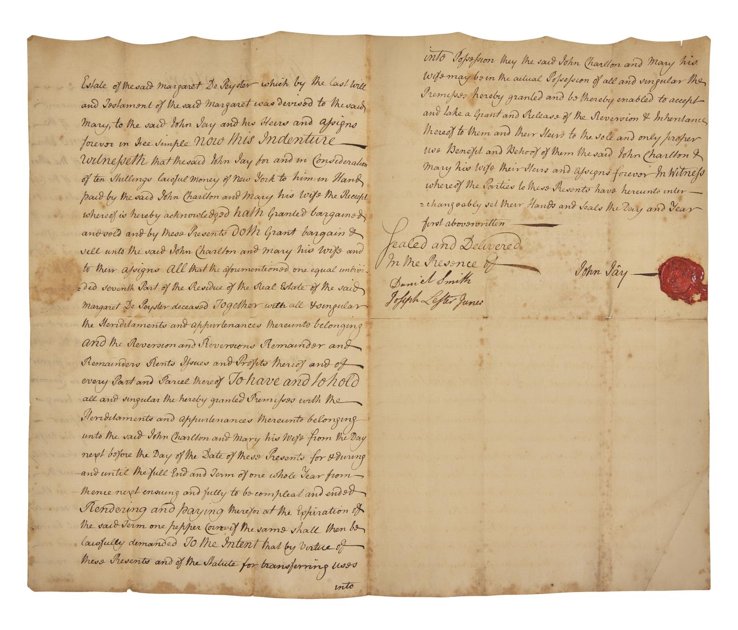 [Jay, John] Jay, John. Autograph Document, signed