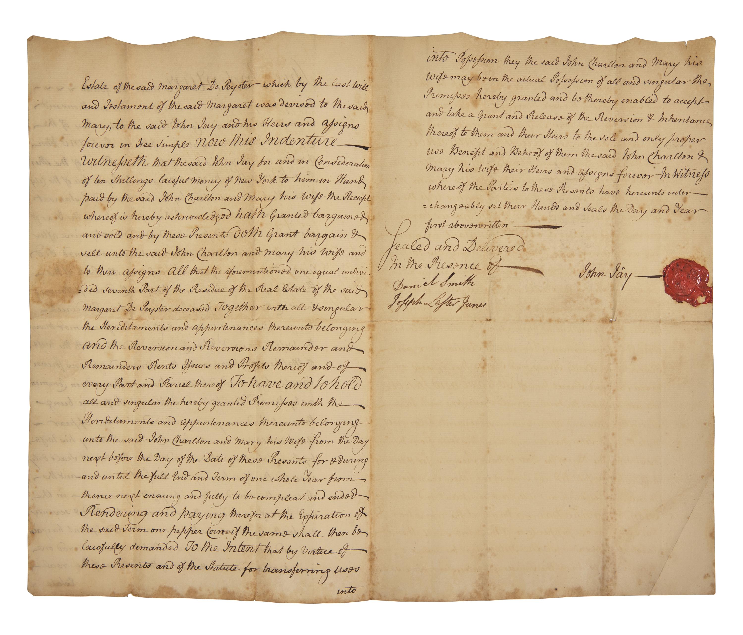 [Jay, John] Jay, John. Autograph Document, signed