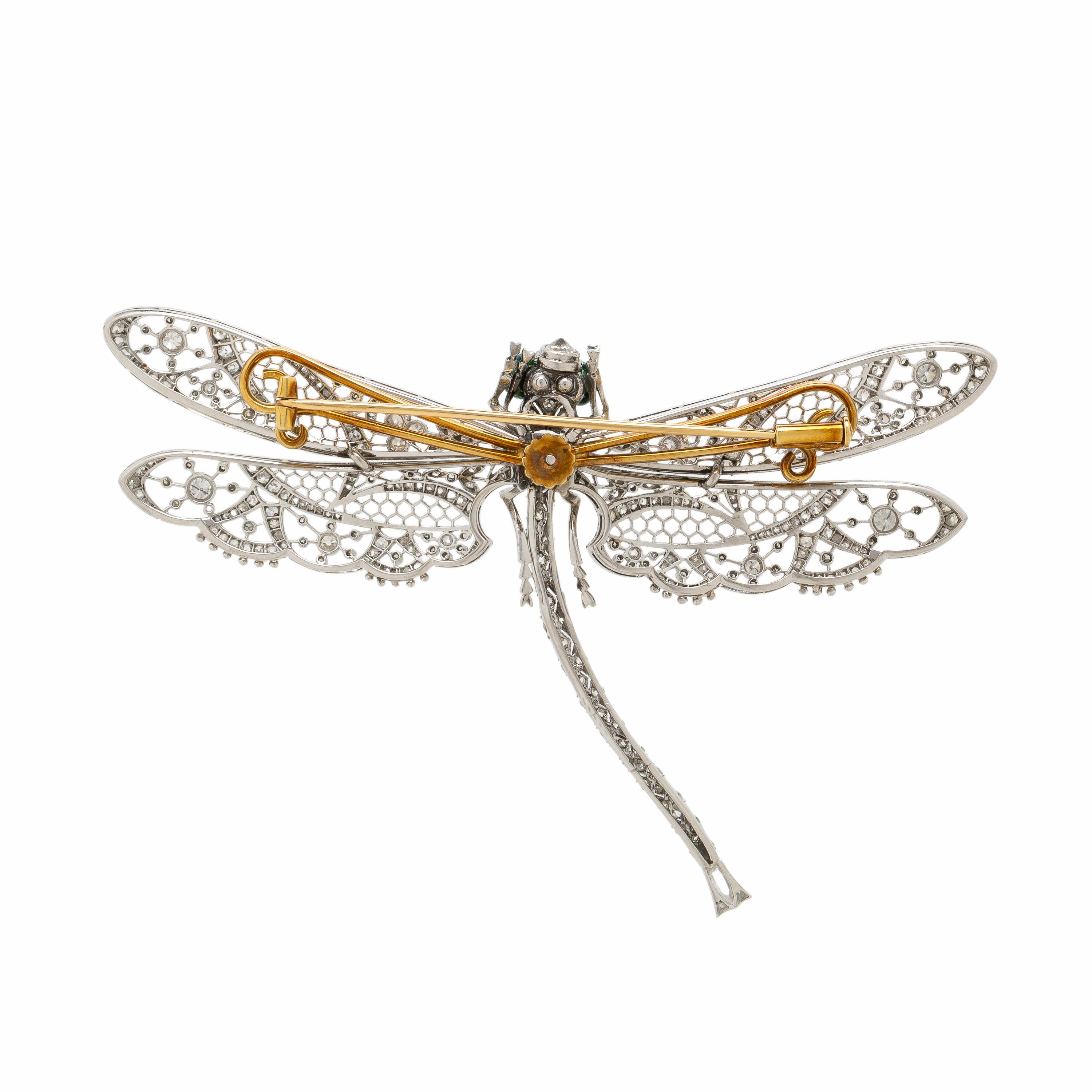 Diamond and Enamel Dragonfly Brooch