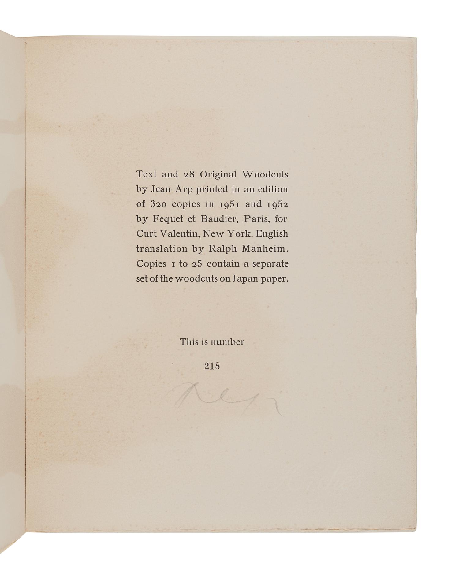 ARP, Jean (1887-1966). Dreams and Projects. New York: Curt Valentin, 1951-1952.