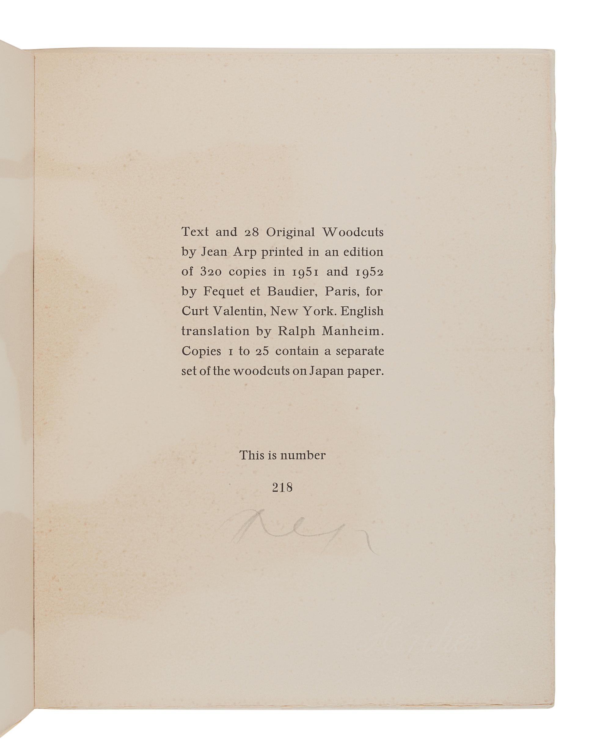 ARP, Jean (1887-1966). Dreams and Projects. New York: Curt Valentin, 1951-1952.
