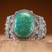 David Taliman (Dine, 1901-1967) Silver and Turquoise Cuff Bracelet