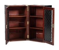 An English Black Brass and Iron Mounted, Painted Pine and Figured Mahogany Storage Chest