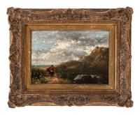 A Woman Walking on a Coastal Path, North Wales , 1850