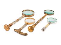 Three French Brass and Mother-of-Pearl Parasol Handles Mounted as Looking Glasses