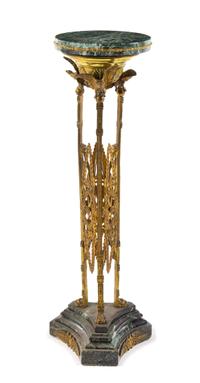 An Empire Style Gilt Bronze and Marble Pedestal Height 42 inches. — 19TH/20TH CENTURY