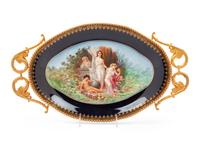 A Gilt Metal Mounted Sevres Style Porcelain Tray