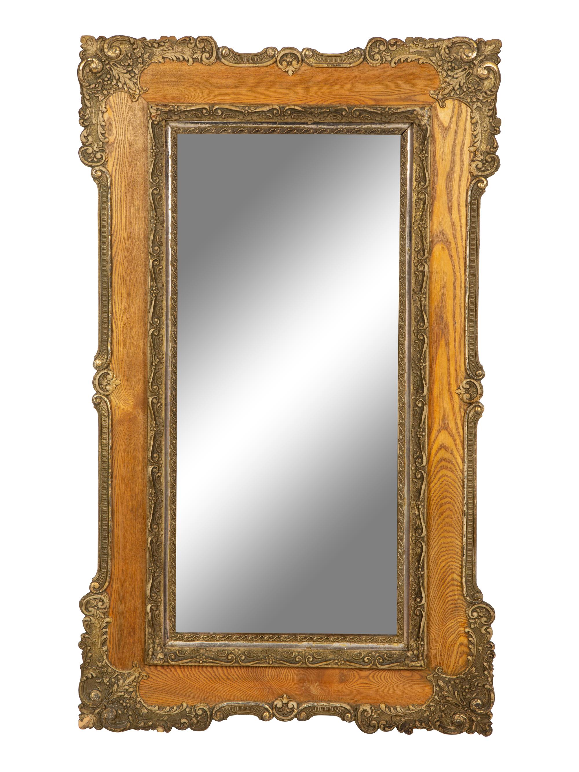A French Carved and Painted Wood Mirror