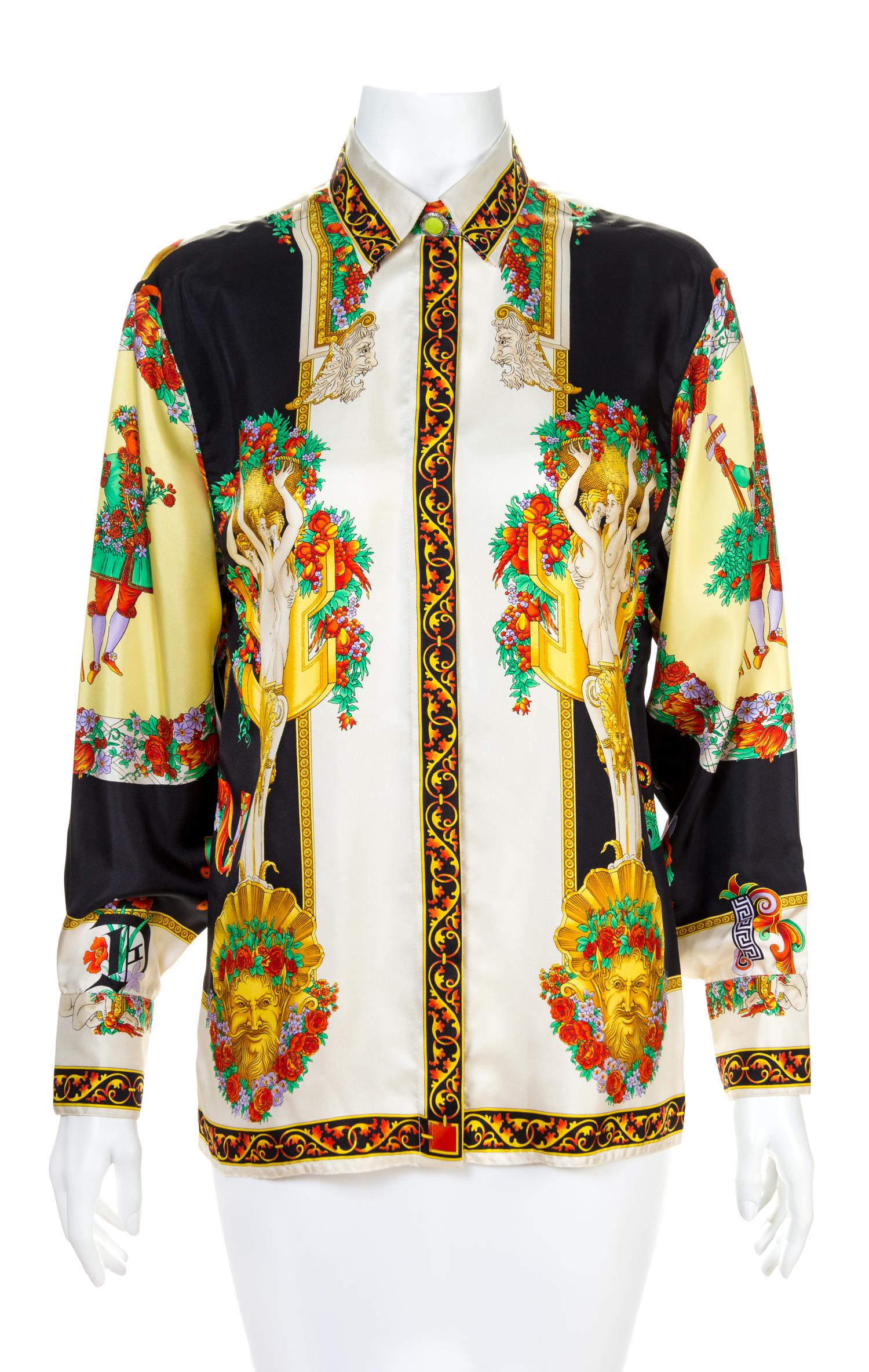 A Gianni Versace Silk Print Shirt, Size 42.