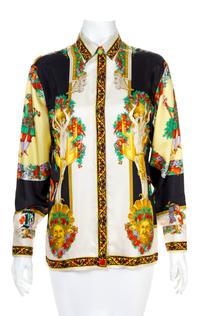 A Gianni Versace Silk Print Shirt, Size 42.