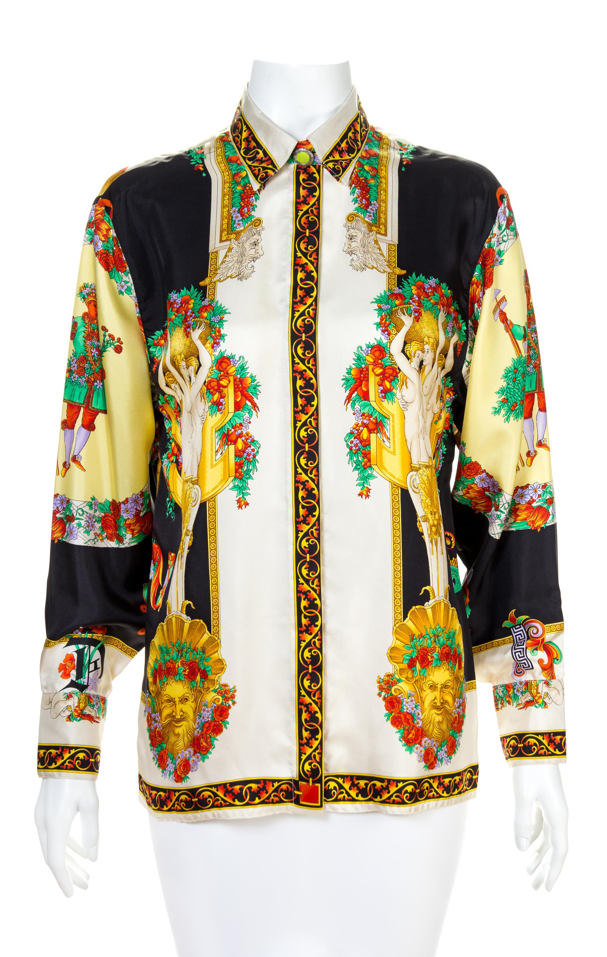 A Gianni Versace Silk Print Shirt, Size 42.