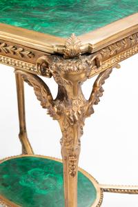 A Pair of Neoclassical Style Gilt Bronze and Malachite Tables