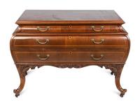 A Louis XV Style Walnut Bombe Commode