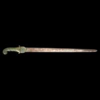 A Mughal style blade with nephrite hilt and associated chape, and a Mughal style nephrite hilt