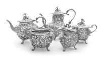 An American Silver Five-Piece Tea and Coffee Service, Jacobi & Jenkins, Baltimore, MD, Late 19th/Early 20th Century, comprising a teapo